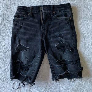 black distressed american eagle jean shorts